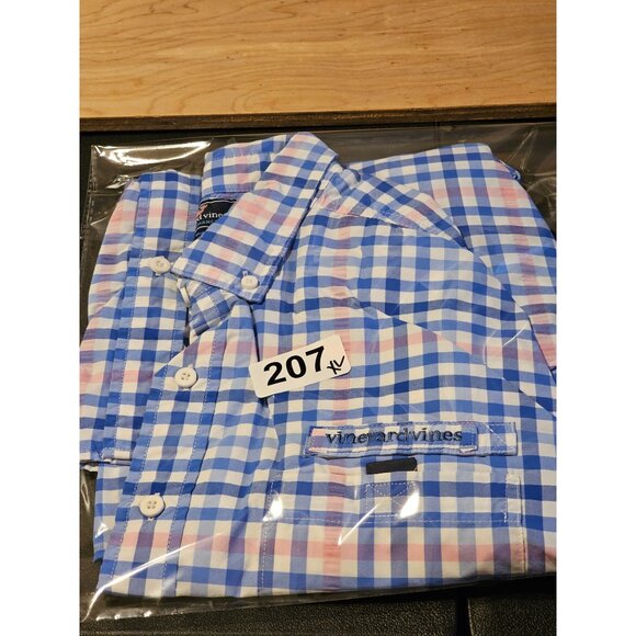 Mens Vineyard Vines Performance Harbor Shirt Fishing Pink Blue Gingham sz XL - Picture 12 of 12